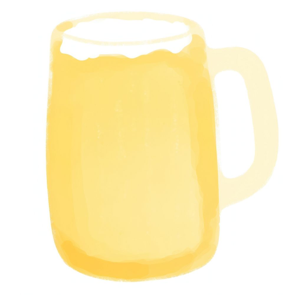 Hand drawn a beer in kid illustration book style drink glass cup.