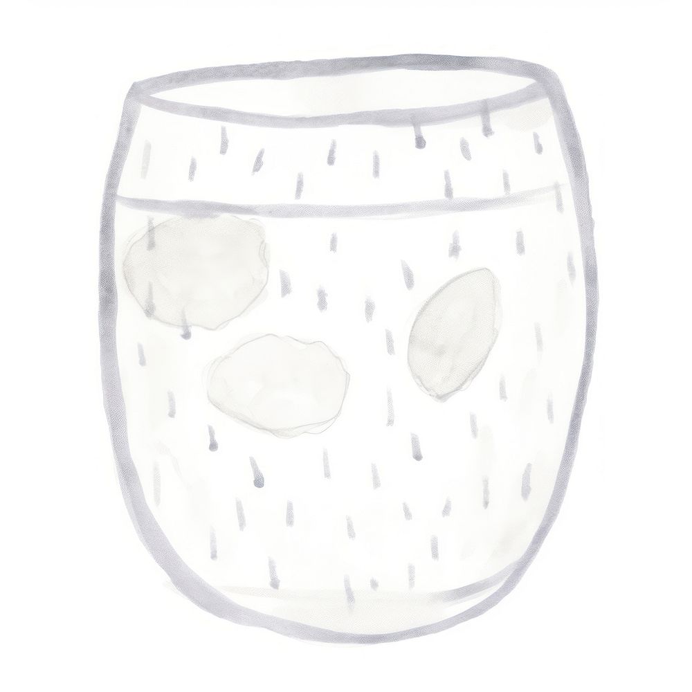 Hand drawn a gin in kid illustration book style glass vase white background.