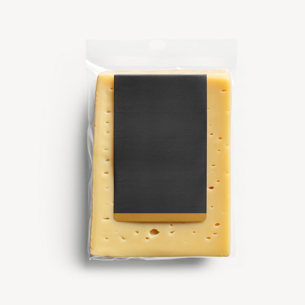 Cheese packaging with blank black label
