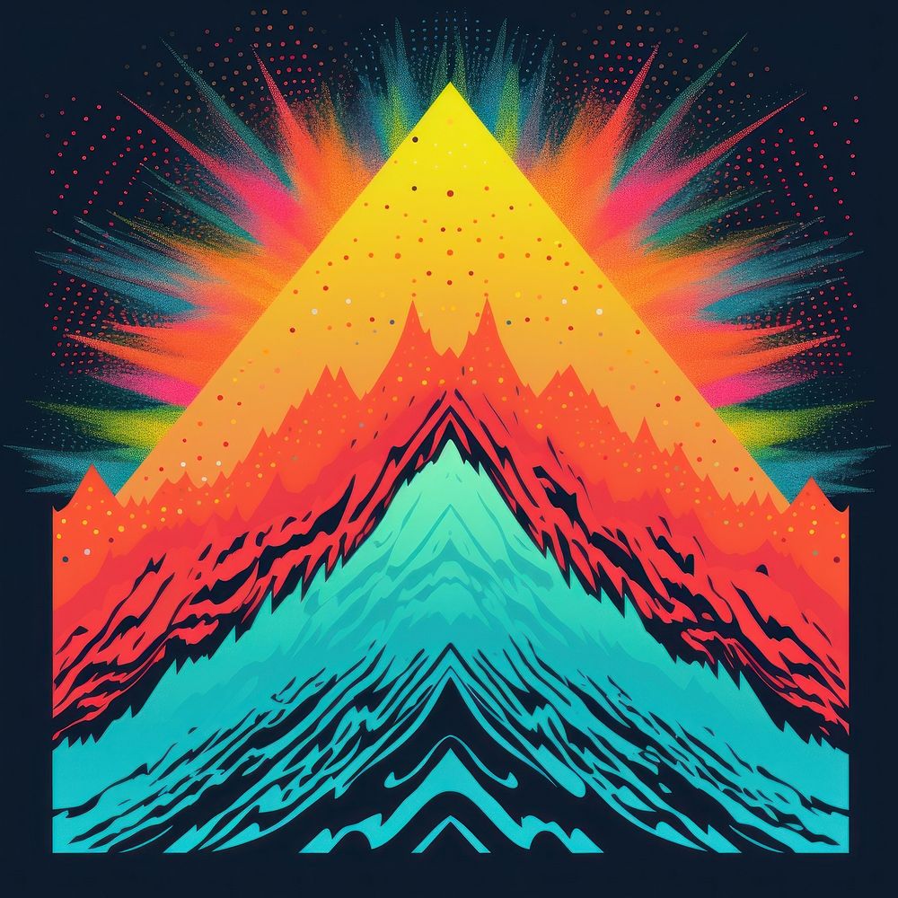 Abstract Graphic Element of mountain minimalistic symmetric psychedelic style art graphics volcano.