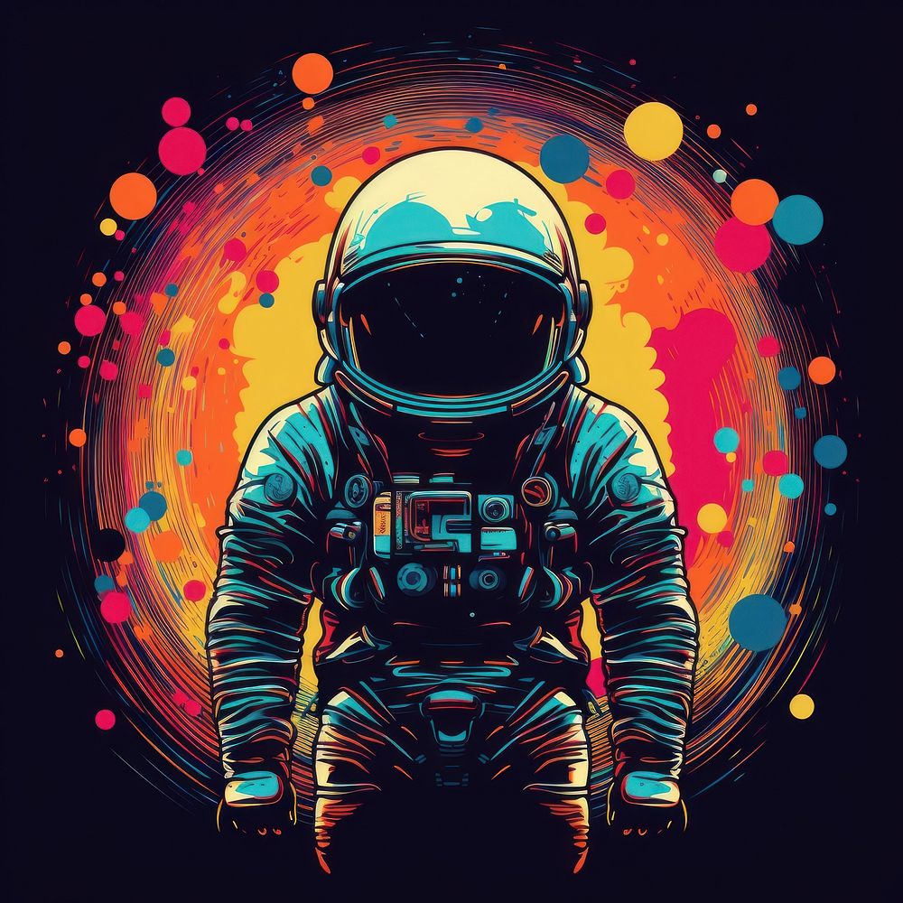 Abstract Graphic Element of astronaut minimalistic symmetric psychedelic style graphics helmet art.