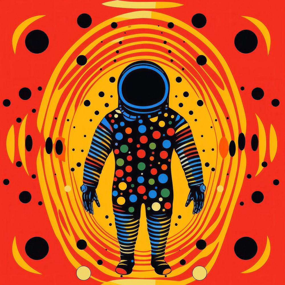 Abstract Graphic Element of astronaut minimalistic symmetric psychedelic style pattern art vibrant color.