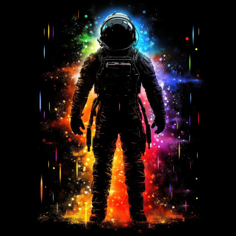 Abstract Graphic Element of astronaut minimalistic symmetric psychedelic style helmet adult vibrant color.