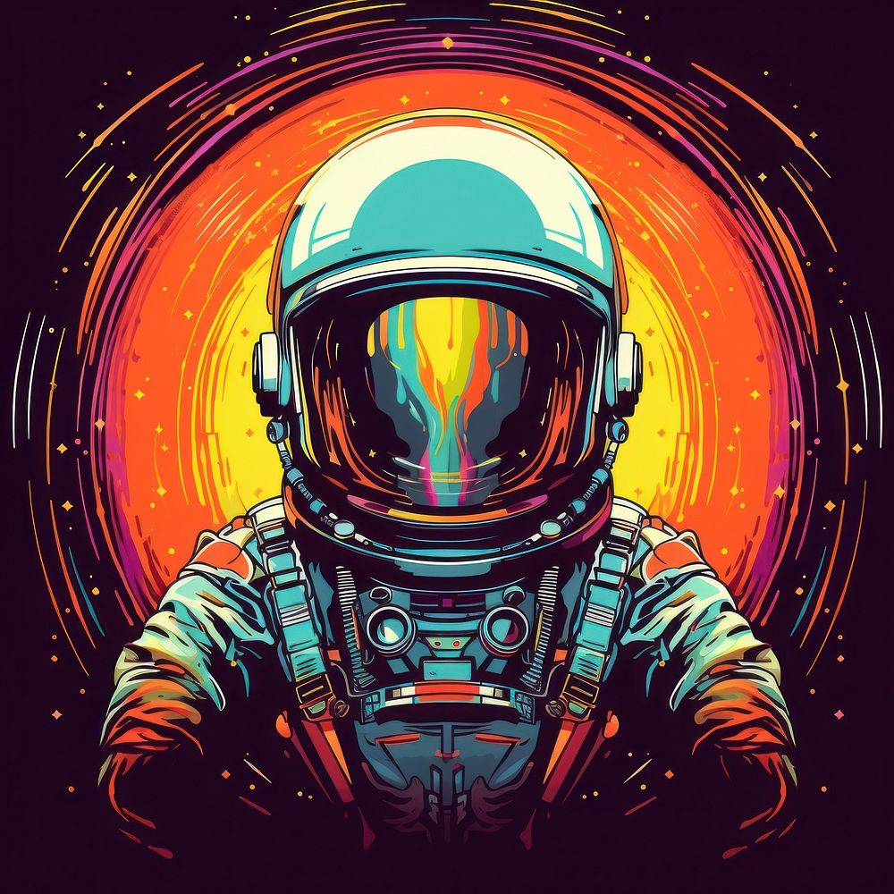 Abstract Graphic Element of astronaut minimalistic symmetric psychedelic style graphics helmet art.