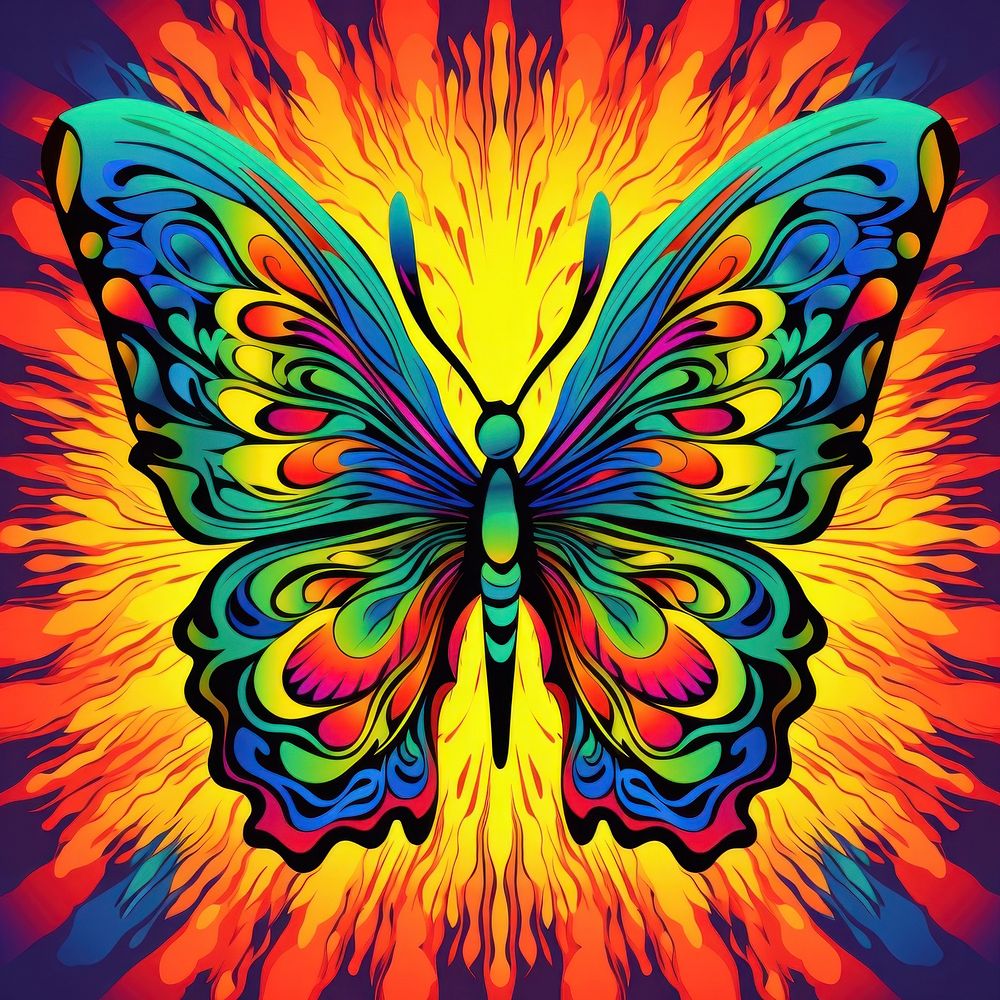Abstract Graphic Element of butterfly minimalistic symmetric psychedelic style graphics pattern art.