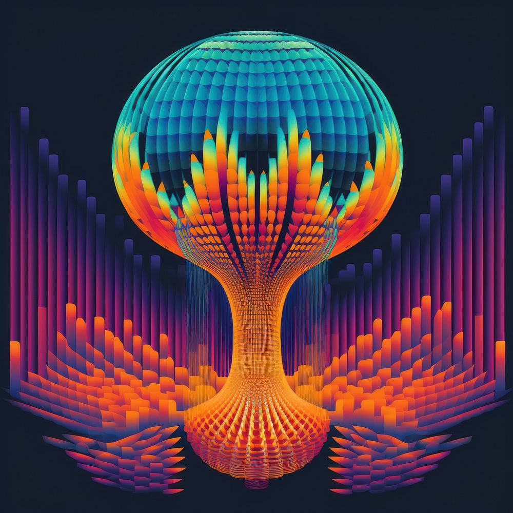 Abstract Graphic Element of balloon minimalistic symmetric psychedelic style art pattern sphere.