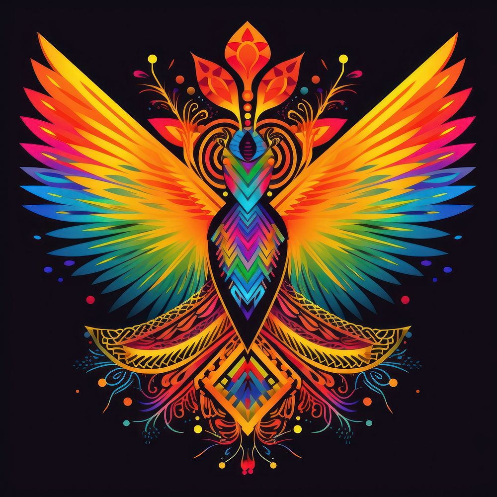Abstract Graphic Element of bird minimalistic symmetric psychedelic style art graphics pattern.
