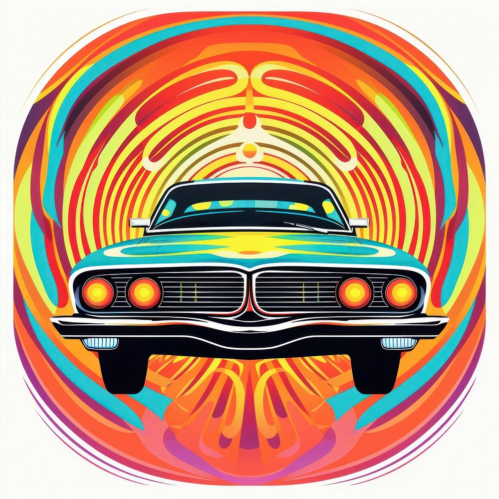 Abstract Graphic Element of car minimalistic symmetric psychedelic style vehicle art transportation.