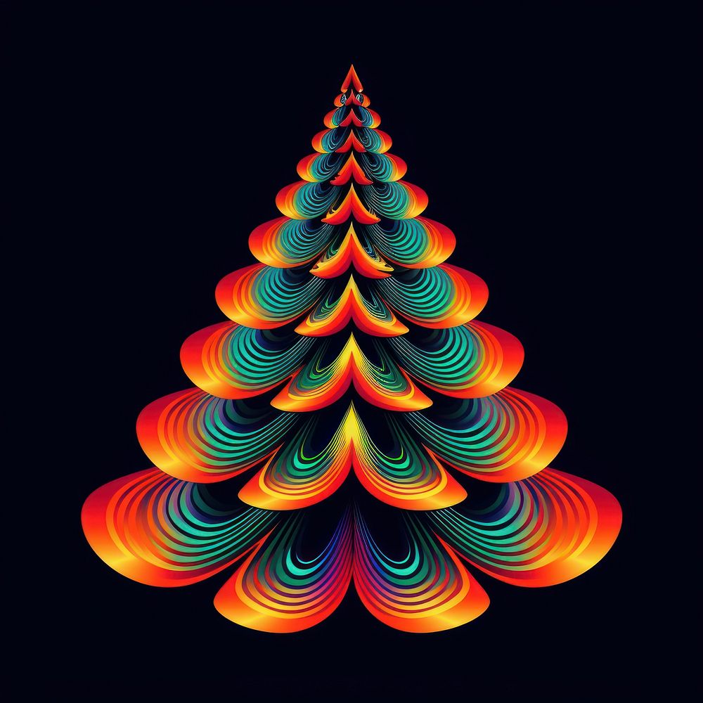 Abstract Graphic Element of christmas tree minimalistic symmetric psychedelic style pattern art vibrant color.