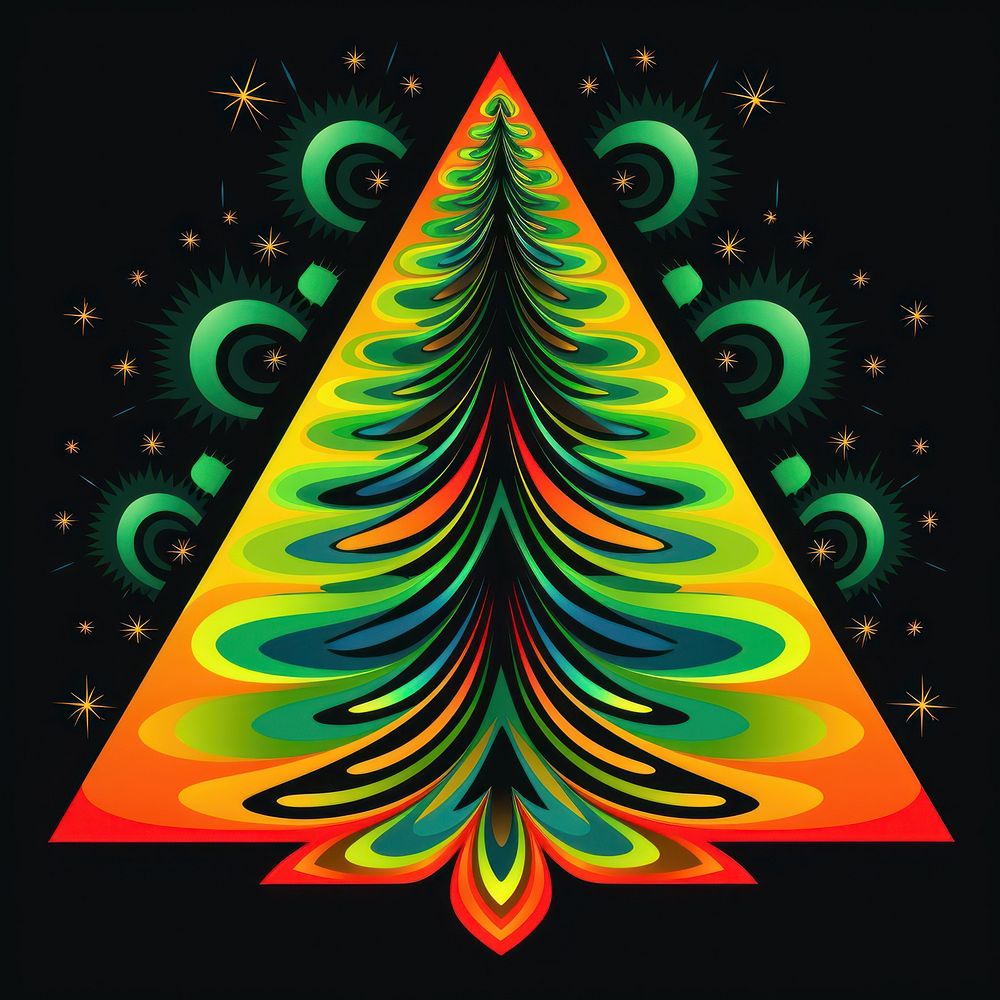 Abstract Graphic Element of christmas tree minimalistic symmetric psychedelic style graphics pattern art.
