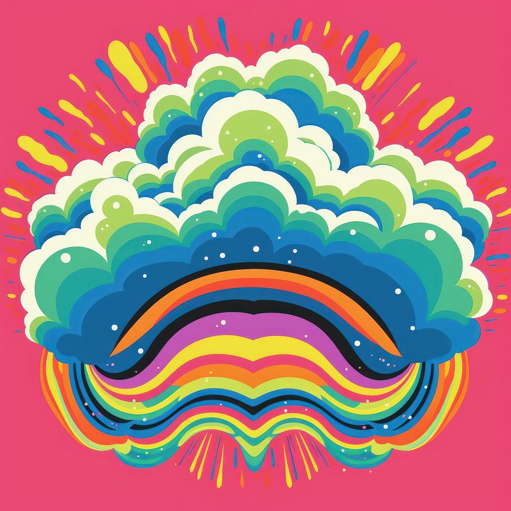 Abstract Graphic Element of cloud minimalistic symmetric psychedelic style art backgrounds painting.
