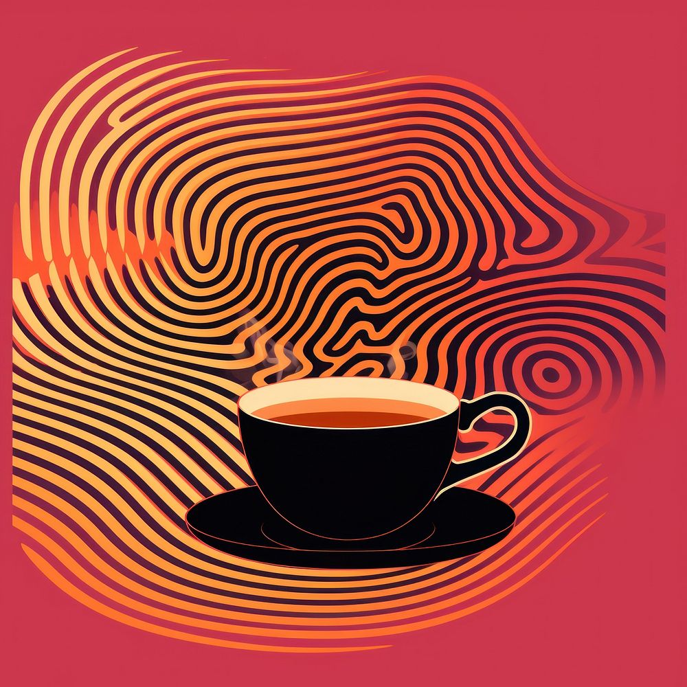 Abstract Graphic Element of coffee minimalistic symmetric psychedelic style drink cup mug.
