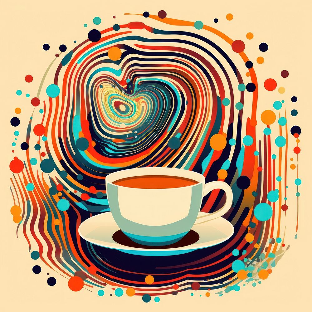 Abstract Graphic Element of coffee minimalistic symmetric psychedelic style art painting graphics.