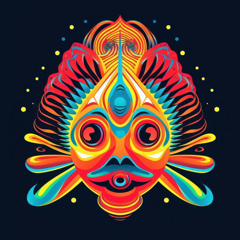 Abstract Graphic Element of fish minimalistic symmetric psychedelic style art graphics pattern.