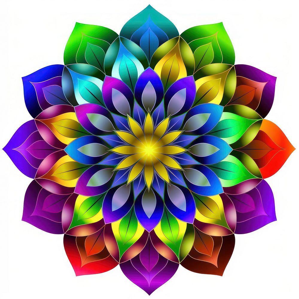 Abstract Graphic Element of flower minimalistic symmetric psychedelic style pattern dahlia art.