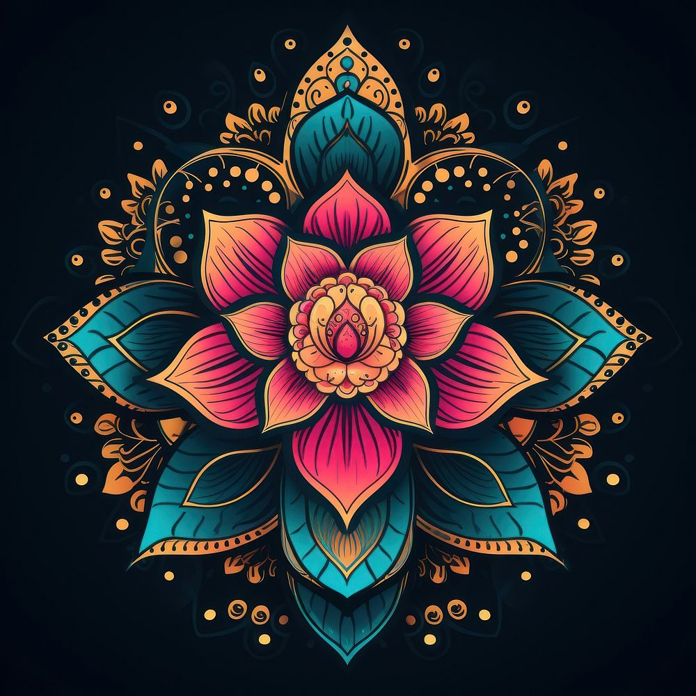 Abstract Graphic Element of flower minimalistic symmetric psychedelic style art graphics pattern.