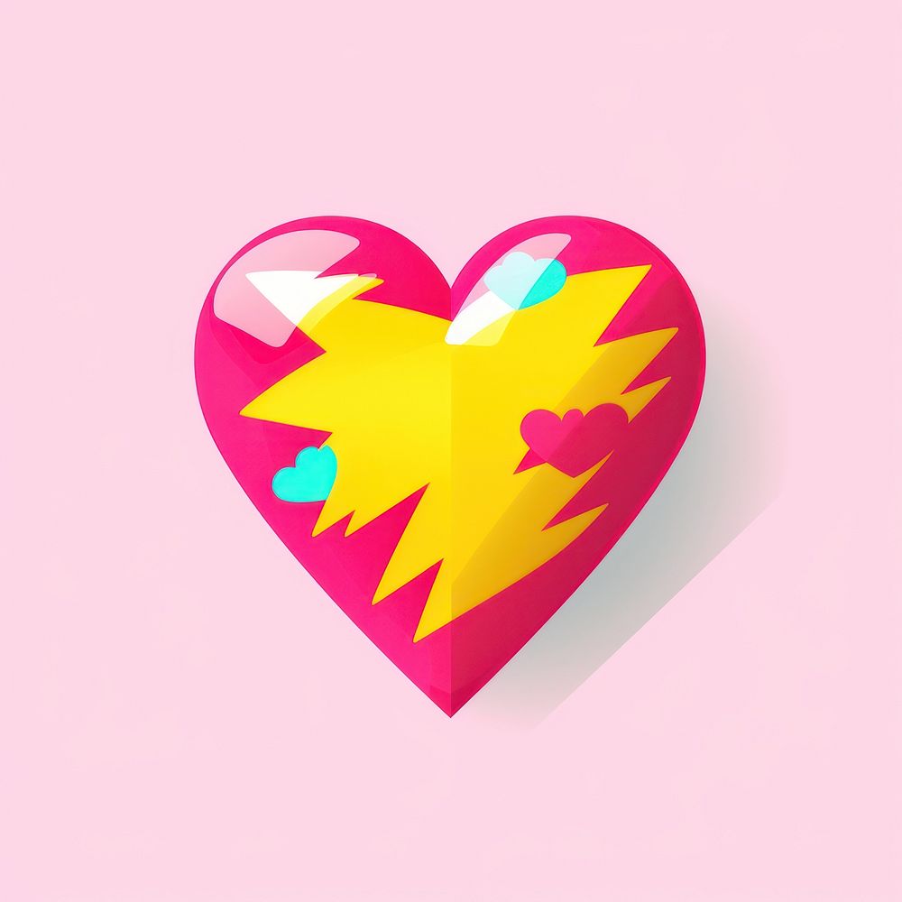 Abstract Graphic Element of heart minimalistic symmetric psychedelic style vibrant color creativity cartoon.