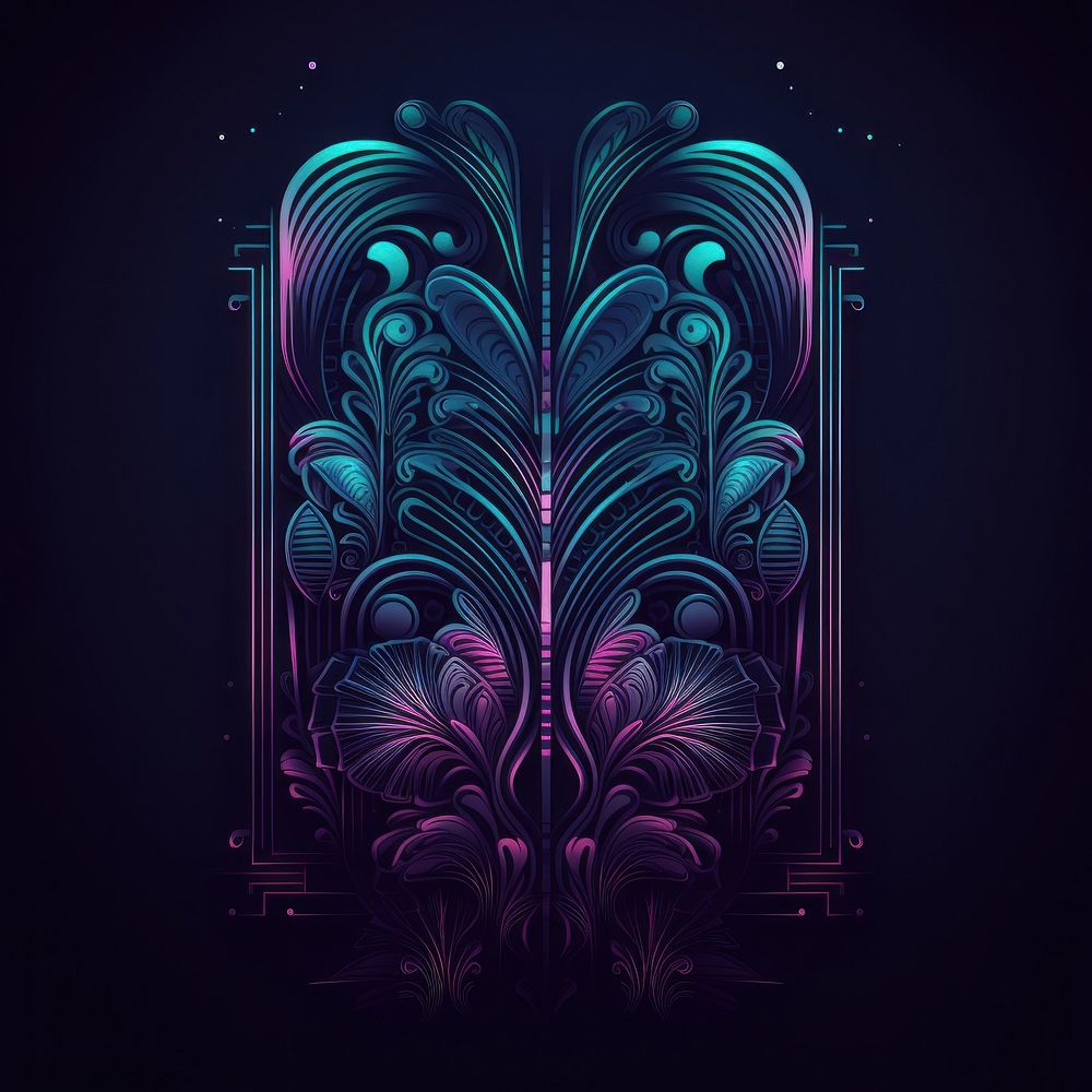 Abstract Graphic Element of leaf minimalistic symmetric psychedelic style graphics pattern light.