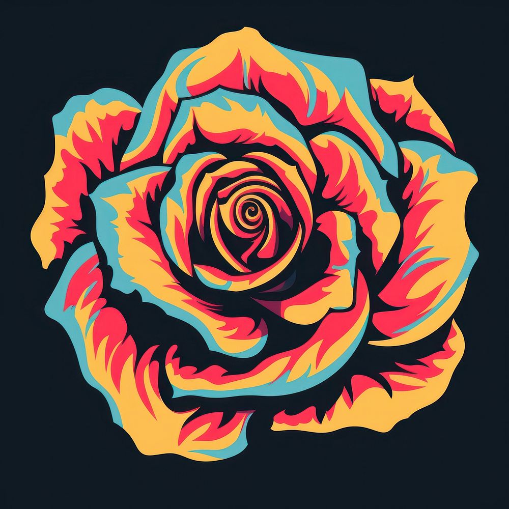 Abstract Graphic Element of rose minimalistic symmetric psychedelic style art graphics pattern.