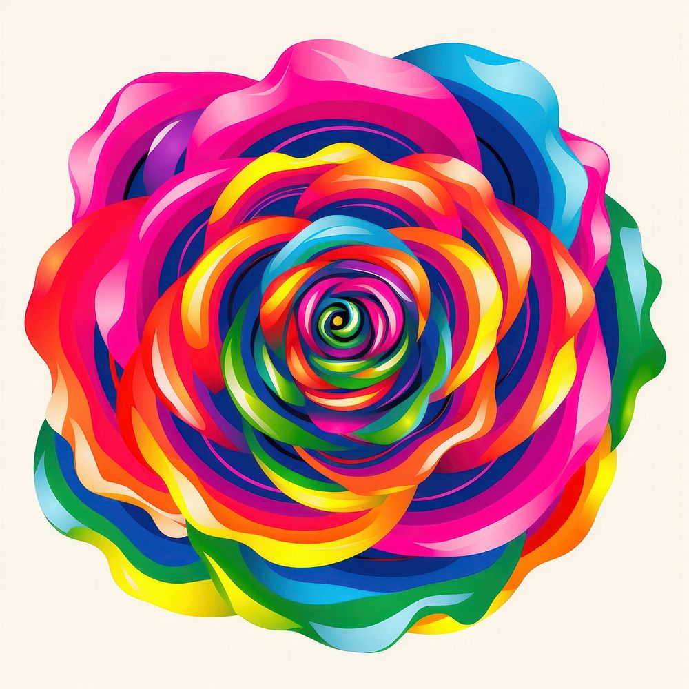 Abstract Graphic Element of rose minimalistic symmetric psychedelic style art graphics spiral.