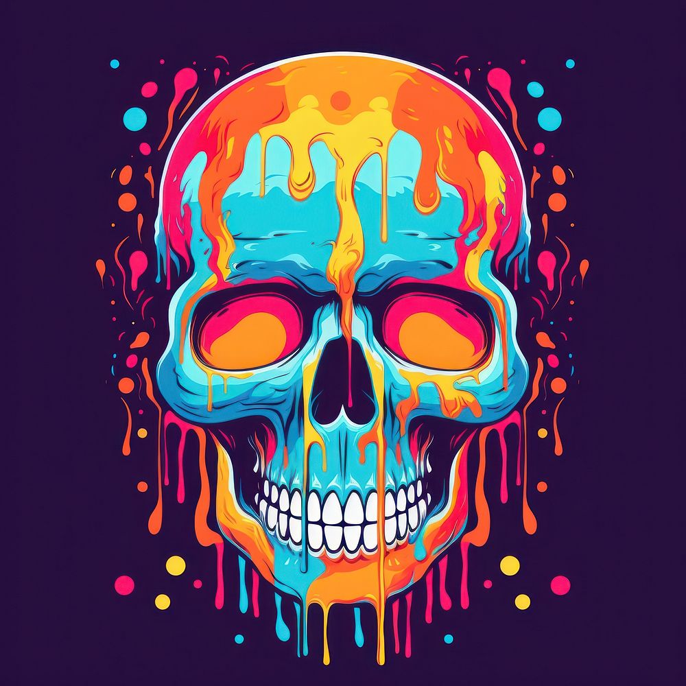 Abstract Graphic Element of skull minimalistic symmetric psychedelic style art painting graphics.