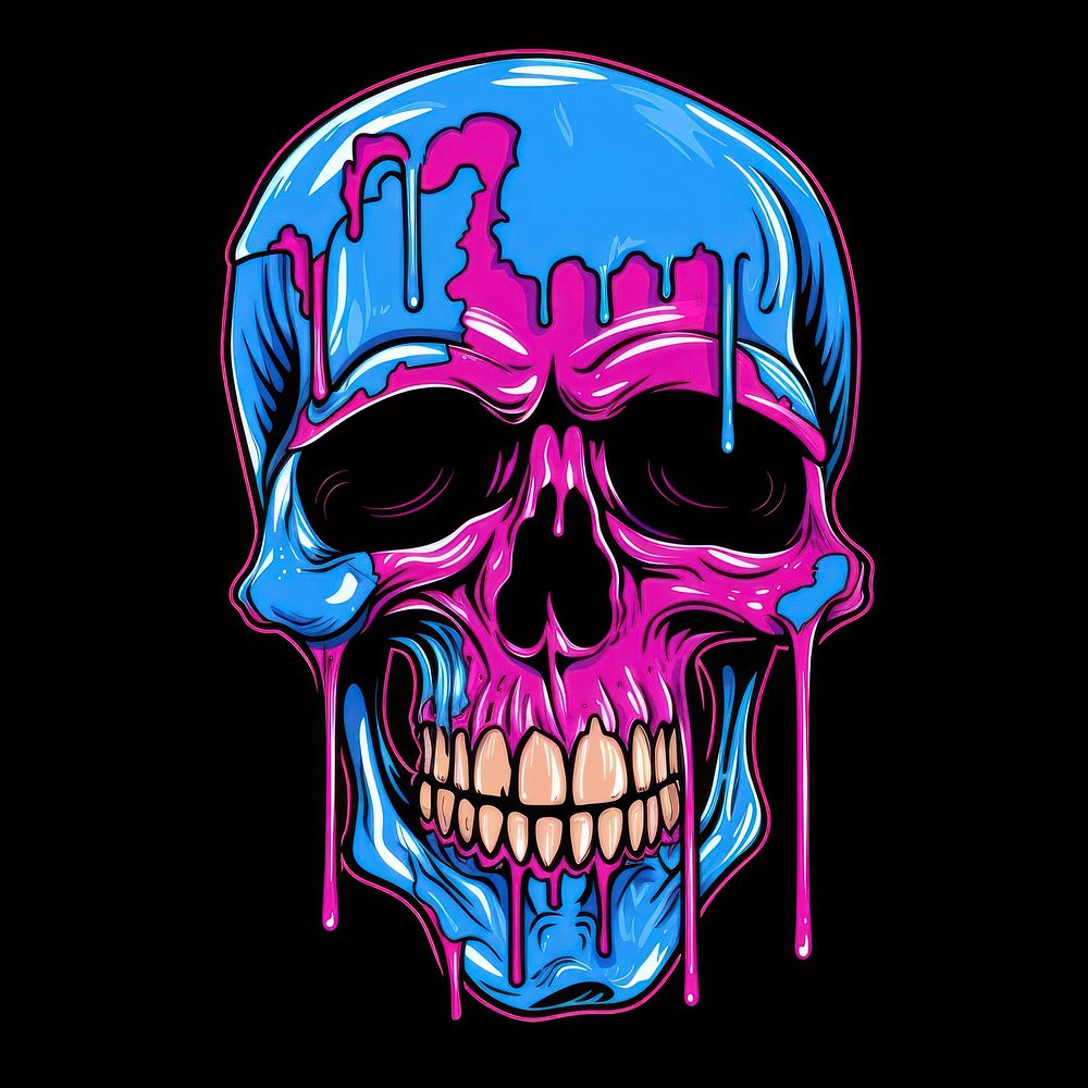 Abstract Graphic Element of skull minimalistic symmetric psychedelic style purple vibrant color creativity.