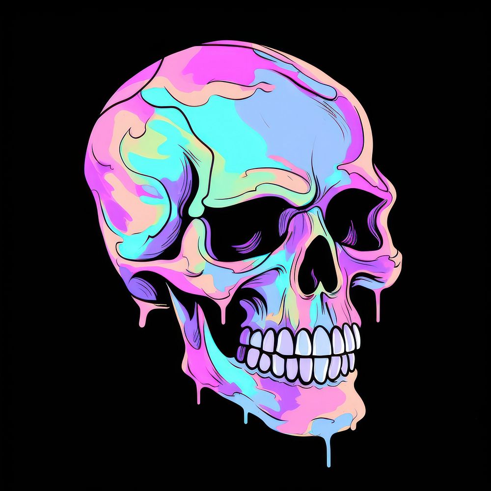 Abstract Graphic Element of skull minimalistic symmetric psychedelic style purple art vibrant color.
