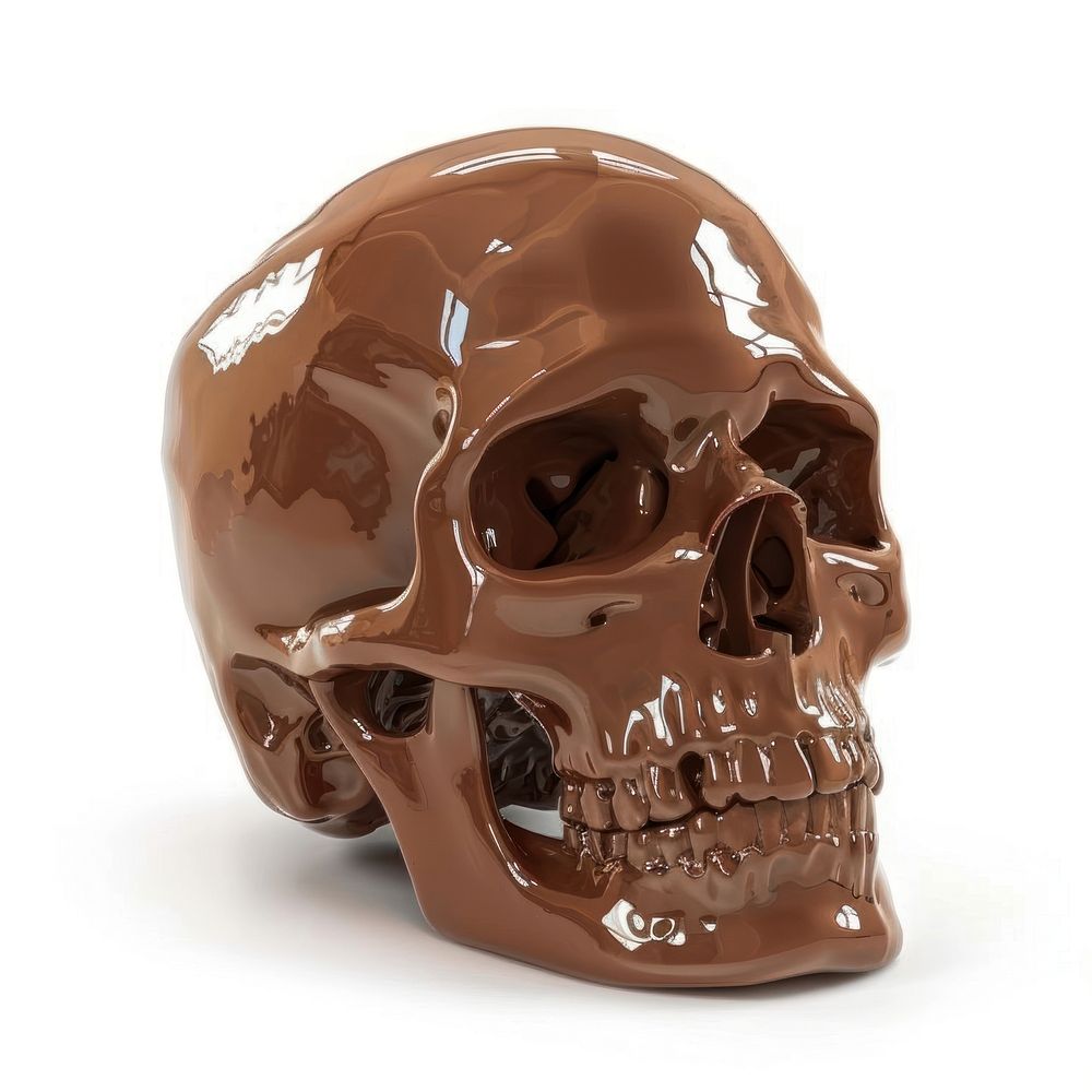 A human skull white background anthropology sculpture.