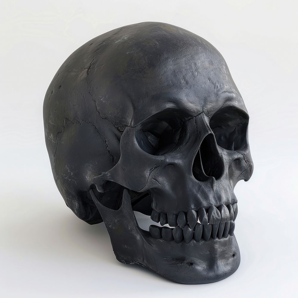 A human skull black anthropology sculpture.