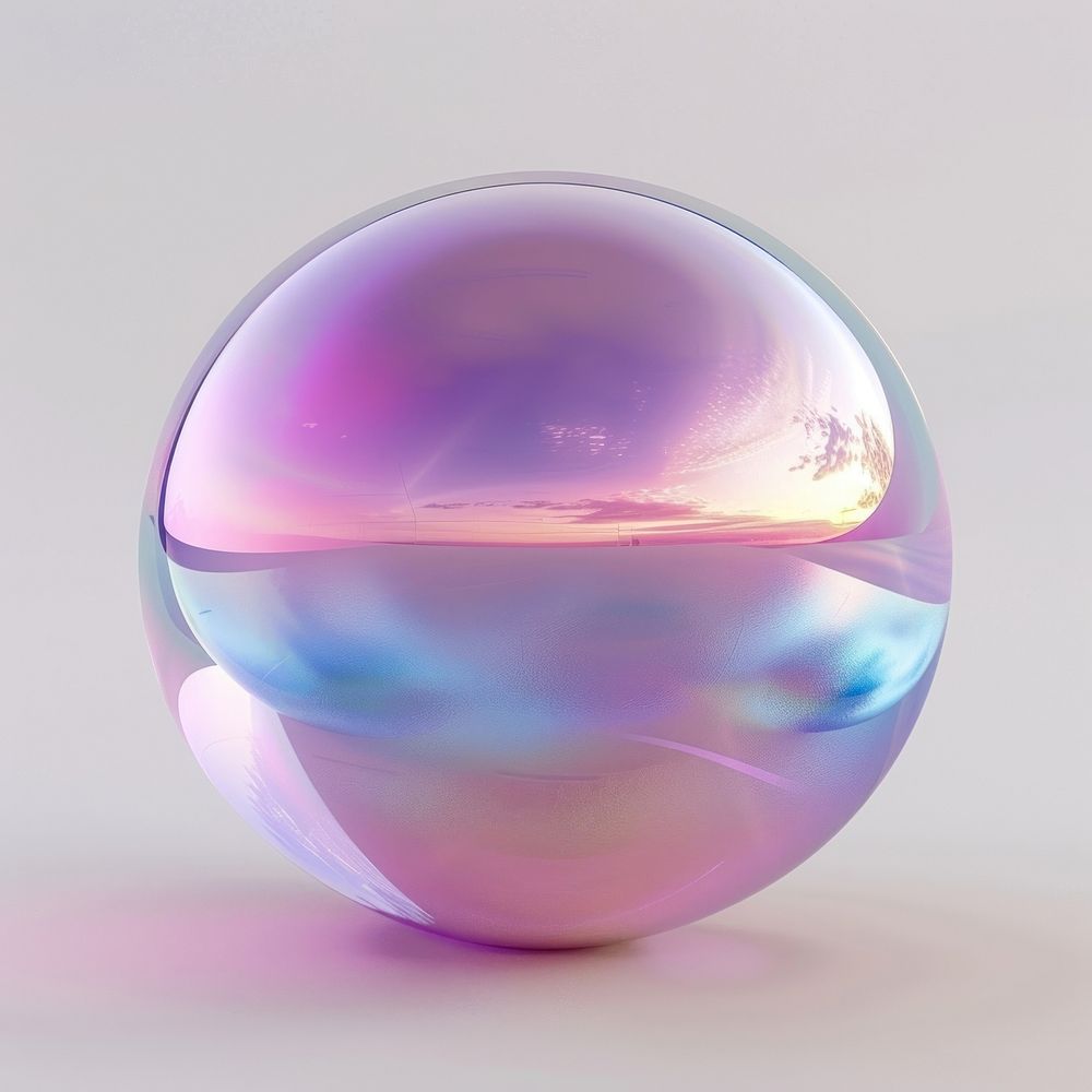 A sphere purple glass transparent.