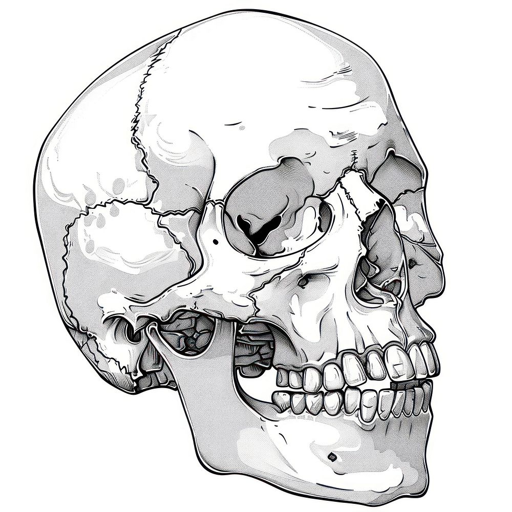 A human skull drawing sketch art.