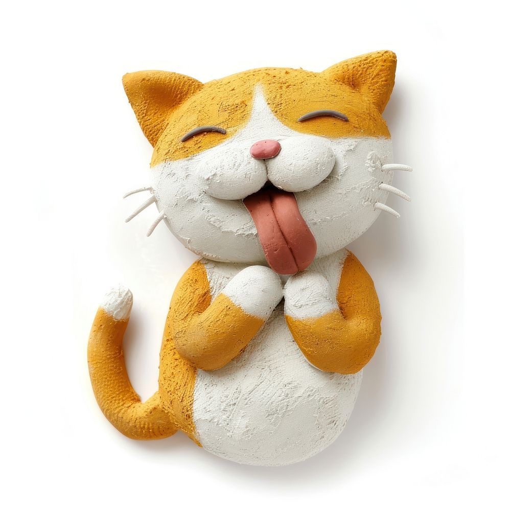 Cat with tongue animal mammal plush.