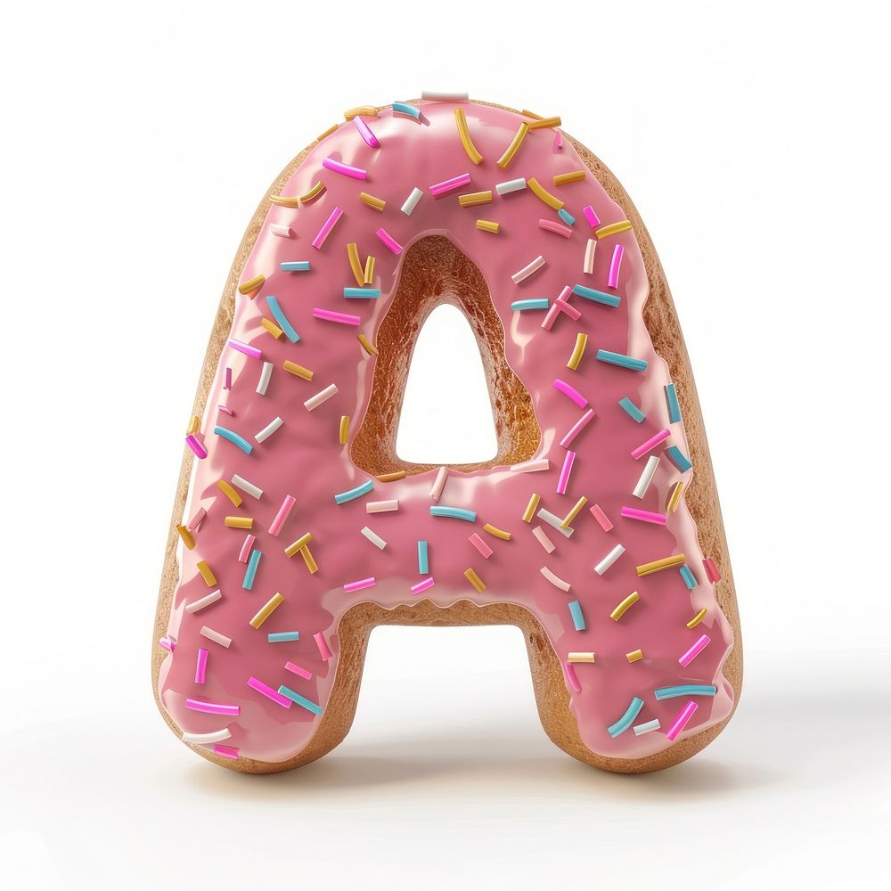 Donut in Alphabet Shaped of A donut sprinkles dessert.