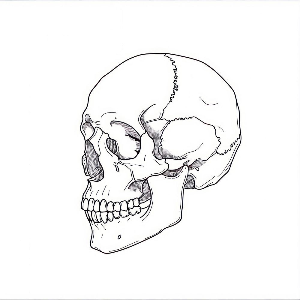 A human skull drawing sketch illustrated.
