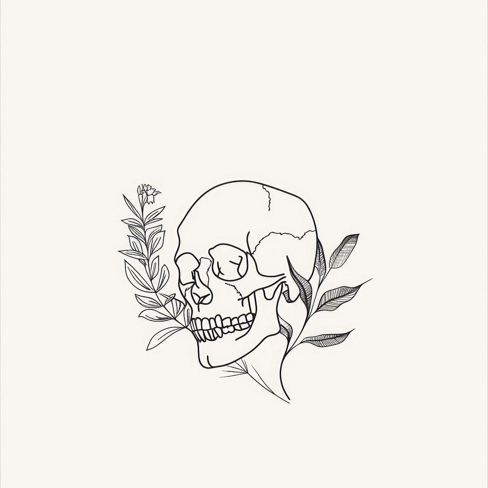 A human skull drawing sketch doodle.
