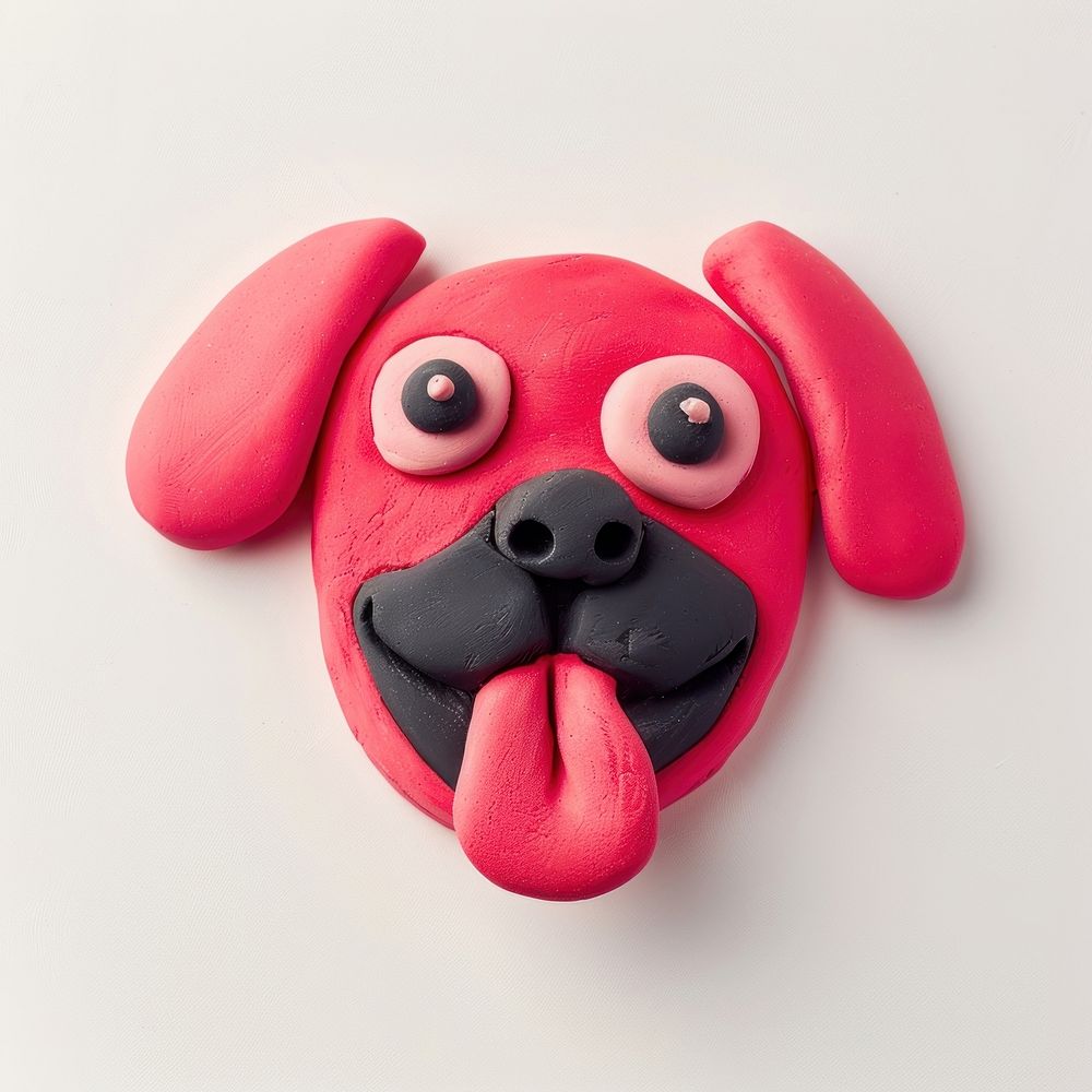 Dog with tongue toy anthropomorphic representation.