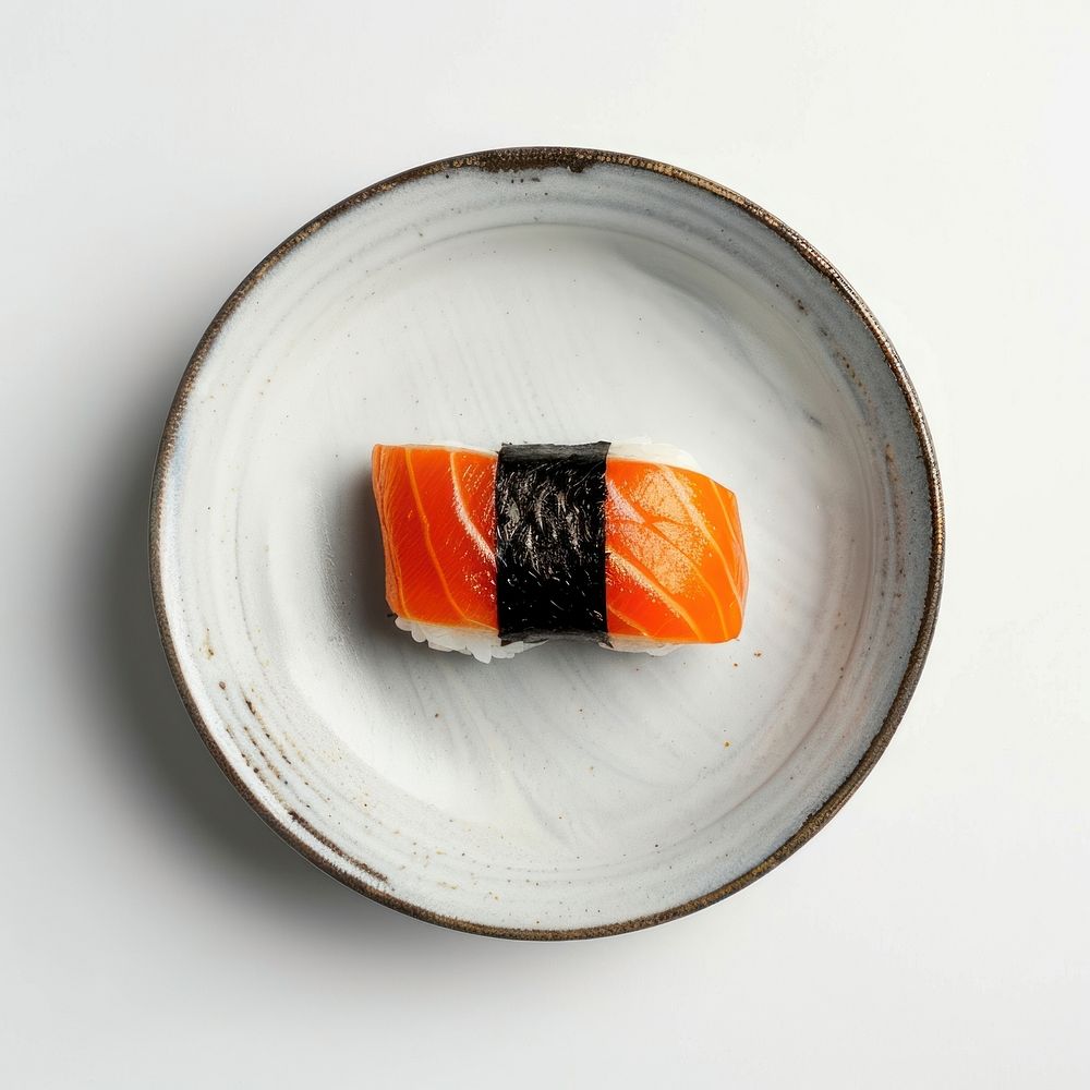 Shushi on plate seafood salmon sushi.