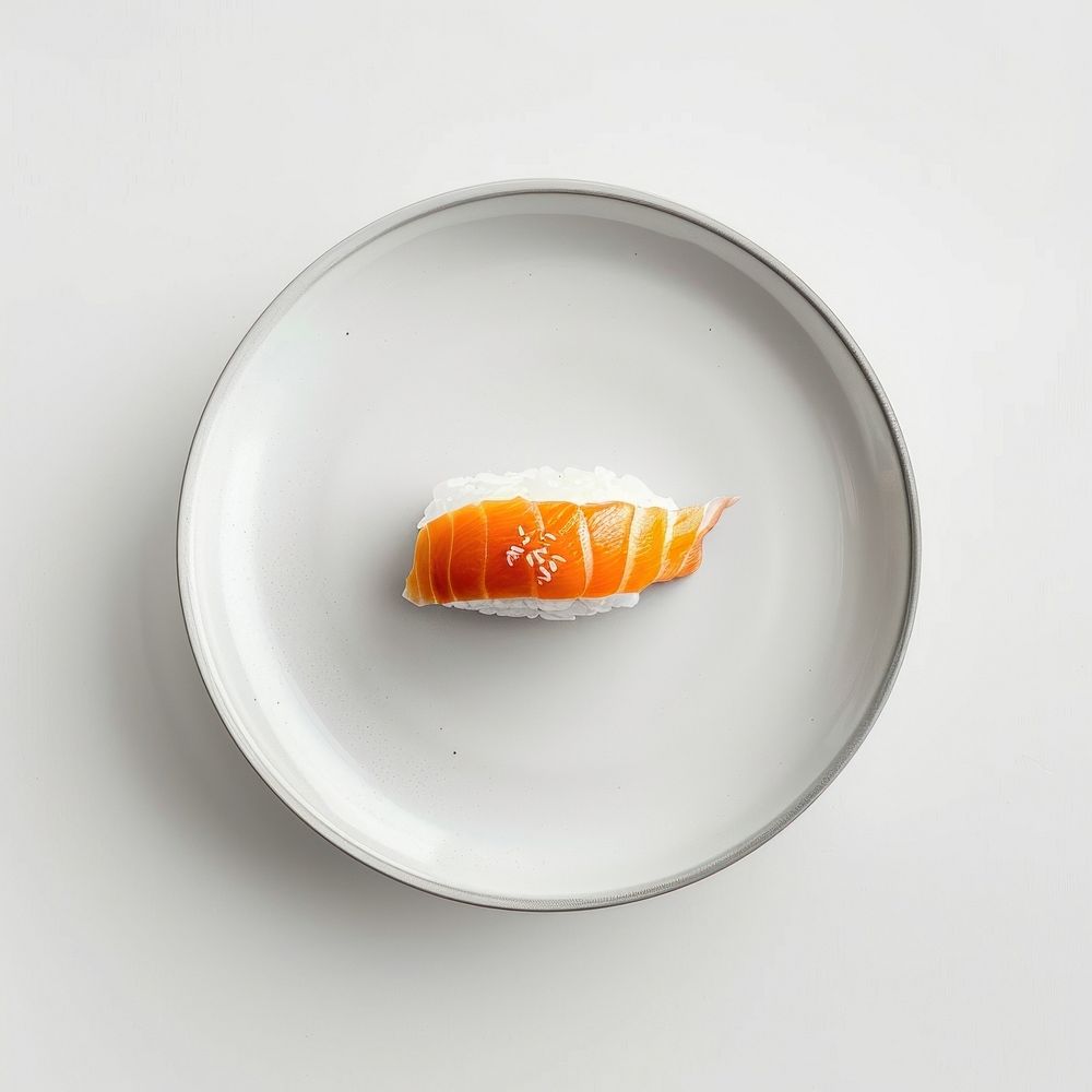 Sushi on plate food tableware freshness.