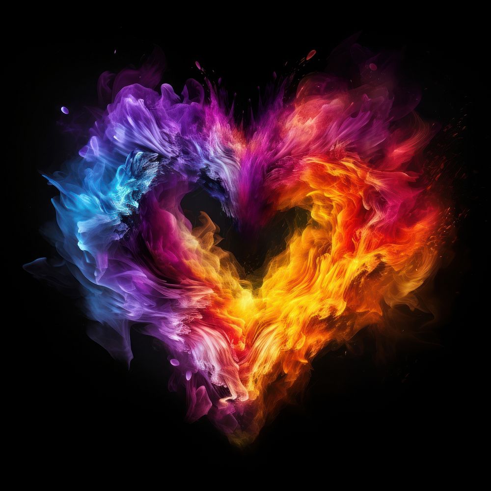 Rainbow heart fire flame backgrounds pattern purple.