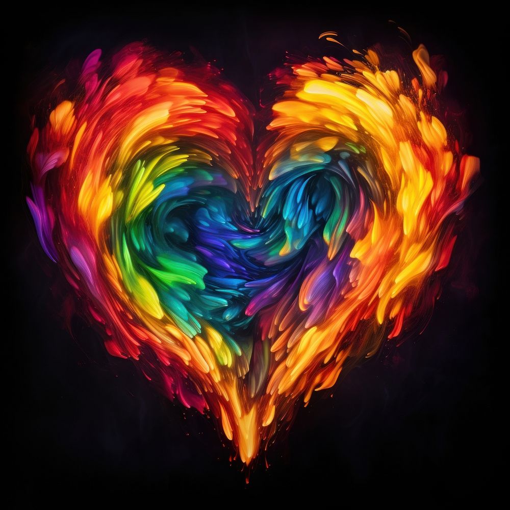Rainbow heart fire flame backgrounds pattern black background.