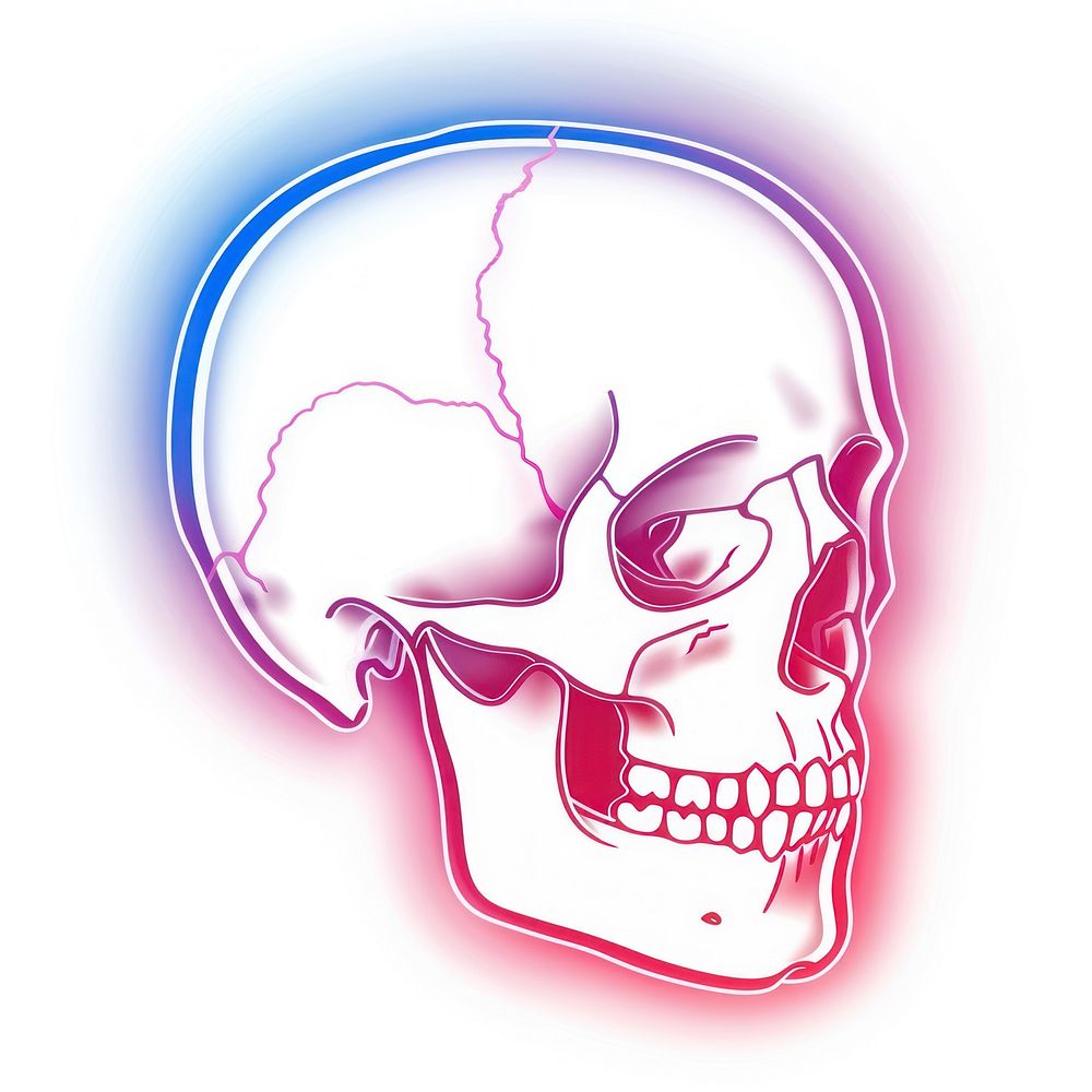 A human skull icon purple sketch illustrated.