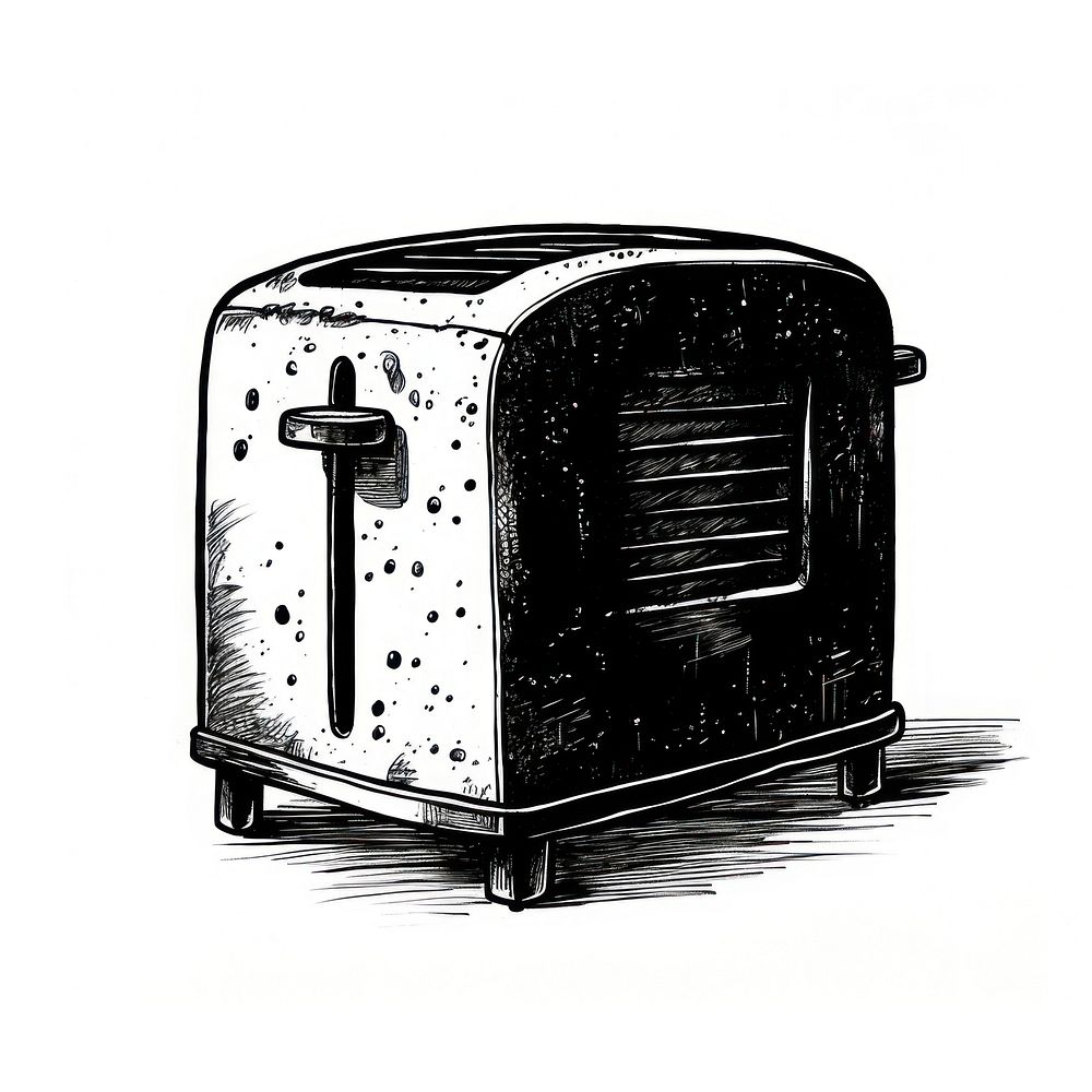 Silkscreen of a toaster black white background transportation.
