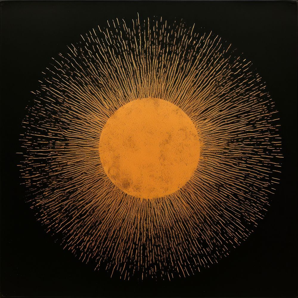 Silkscreen of sun astronomy fireworks nature.