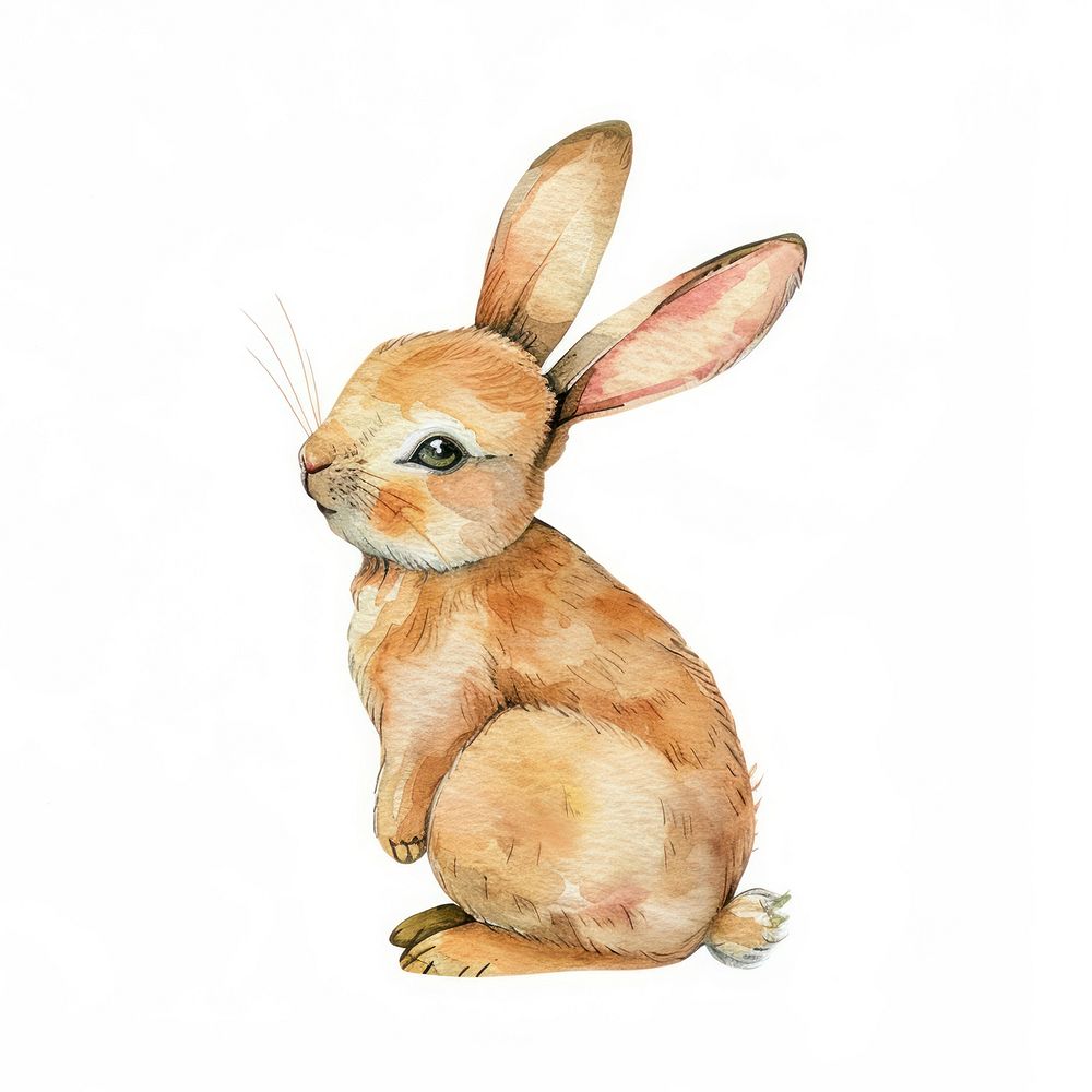 Watercolor is minimal Bunny animal mammal rabbit.