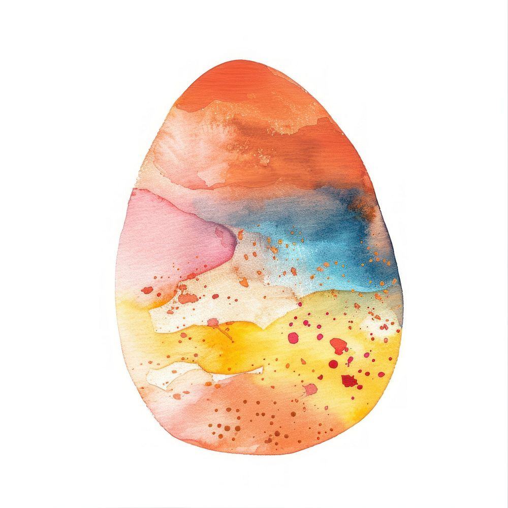 Cute Easter egg watercolor white background easter egg creativity.