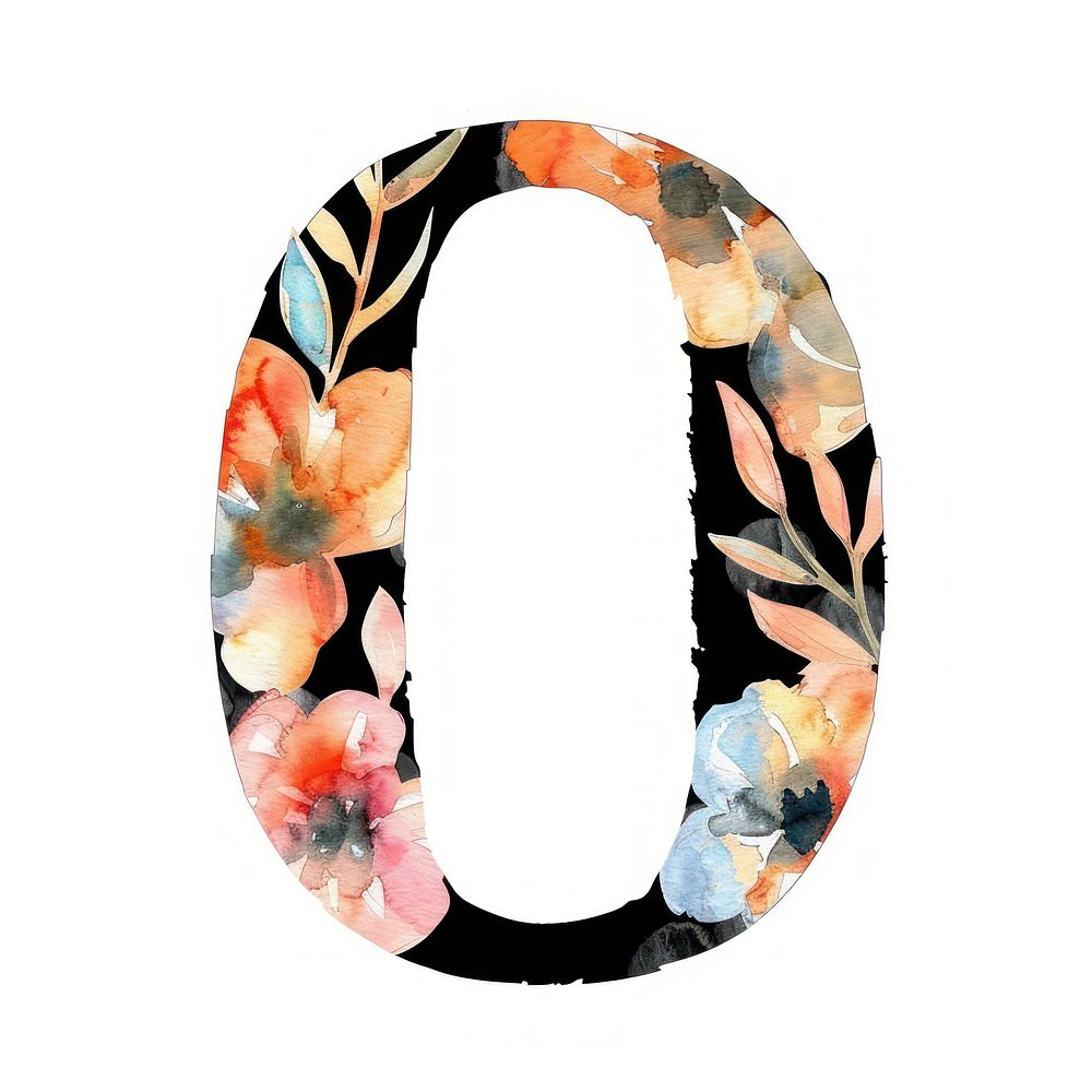 Number flower font white background.