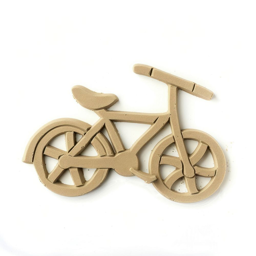 Flat Sand Sculpture a bicycle vehicle wheel white background.