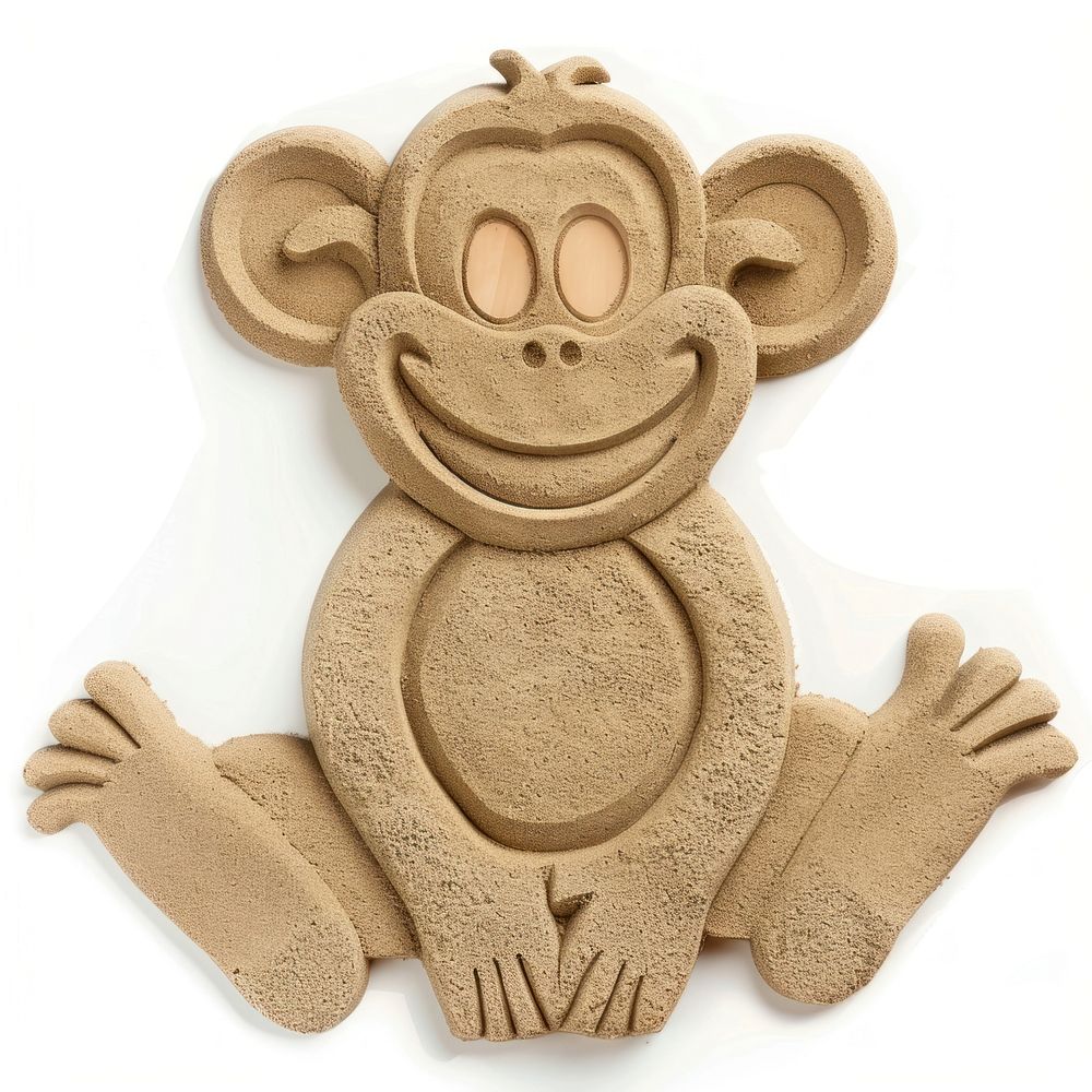 Flat Sand Sculpture a monkey toy cartoon mammal.
