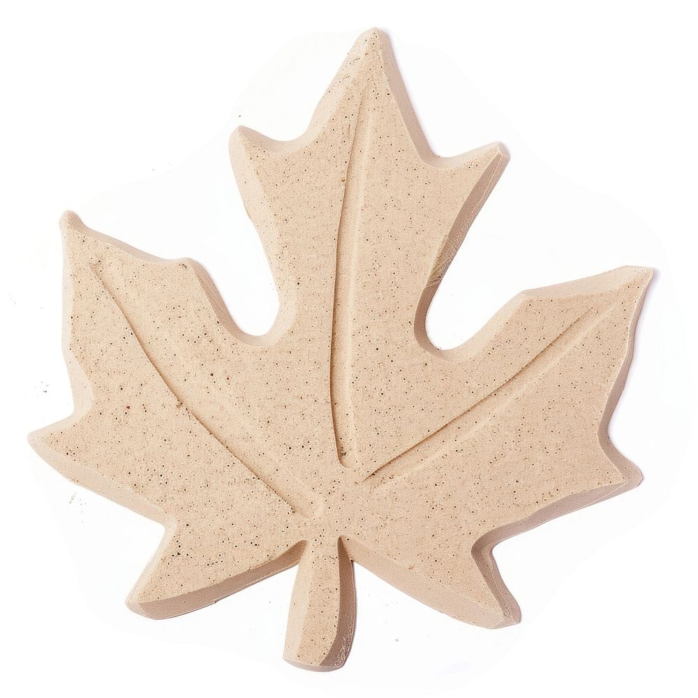 Flat Sand Sculpture a maple leaf plant food white background.
