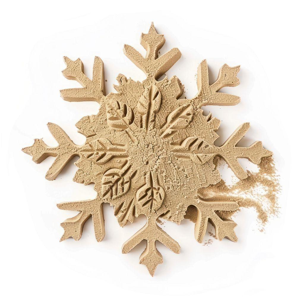 Flat Sand Sculpture a snowflake white background celebration creativity.